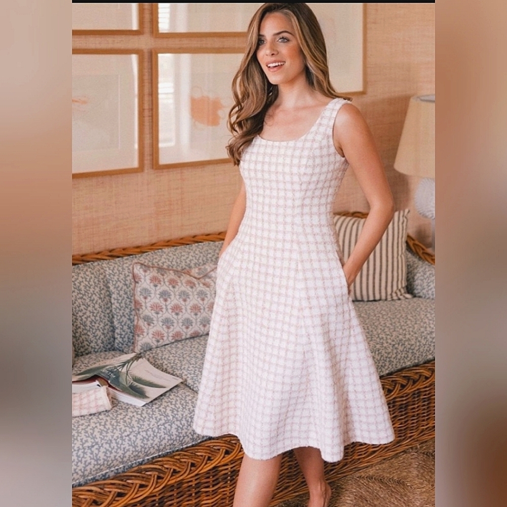 GAL MEETS GLAM Evangeline Windowpane tweed dress size 10